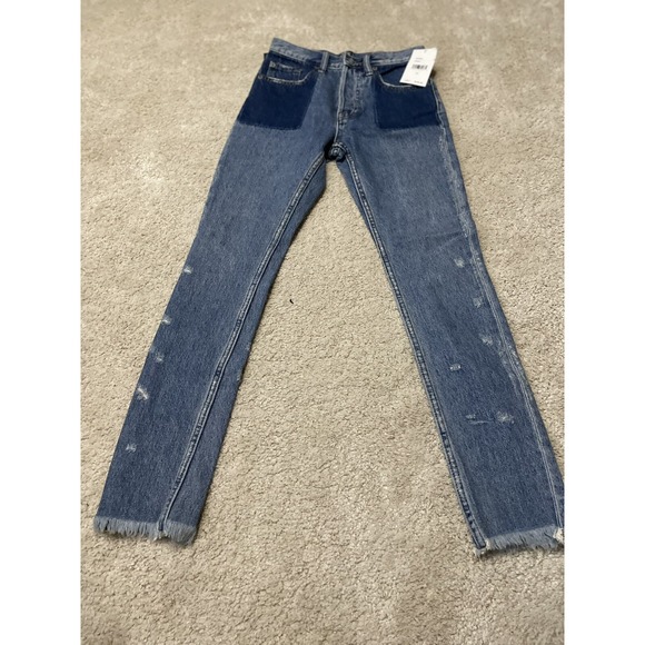 $248 PRPS Womens AMX Distressed High Waisted Boyfriend Denim Jeans INDIGO 26x29